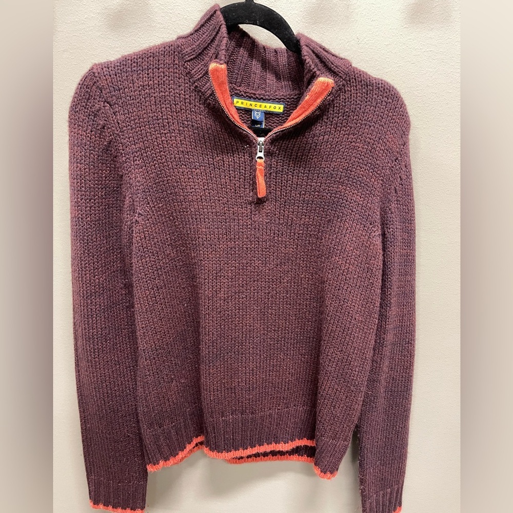 Prince & Fox Maroon and Red Knit Quarter-Zip